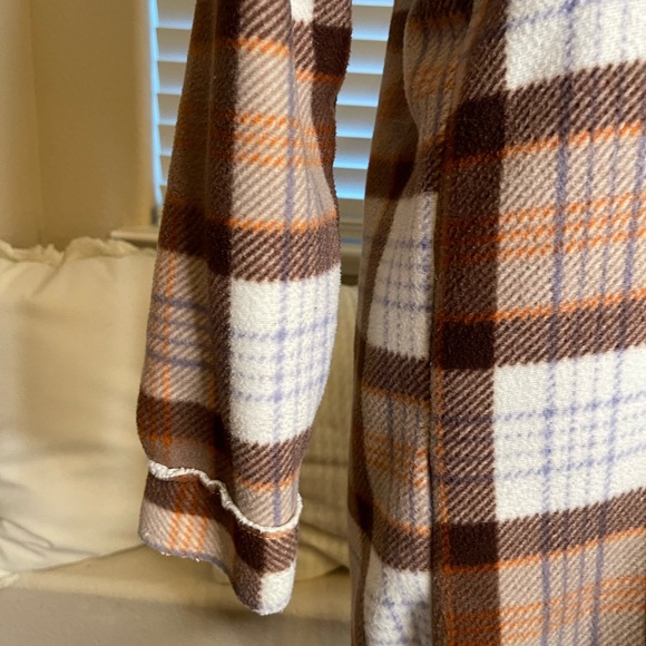 Taxi Sherpa Lined Plaid Button-Up Shirt Jacket Shacket - Picture 6 of 10